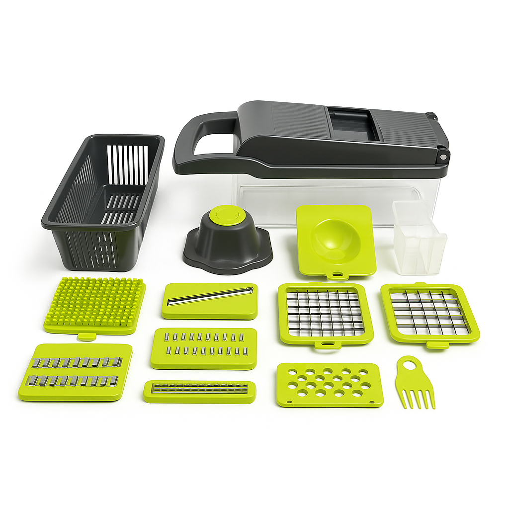 Rallador y cortador para frutas y verduras đ„đ„đ
đ„ 14 piezas