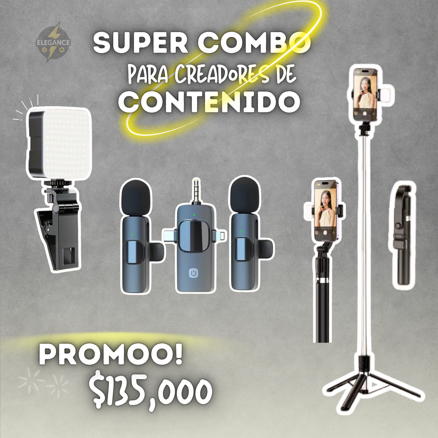 Combo para creadores đž Luz + micrĂłfonos vp056+ TrĂpode Bd17