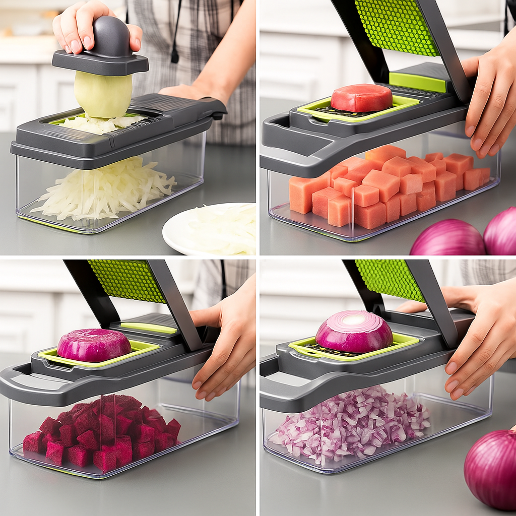 Rallador y cortador para frutas y verduras đ„đ„đ
đ„ 14 piezas