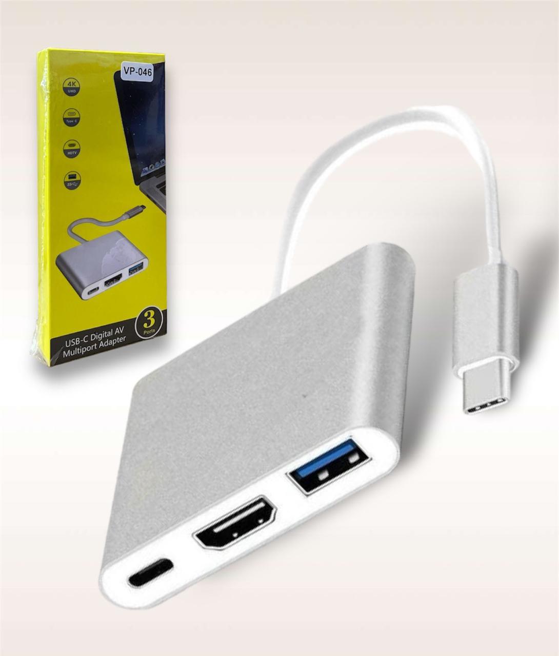 Adaptador tipo c 3 puertos (usb, hdmi y tipo c)