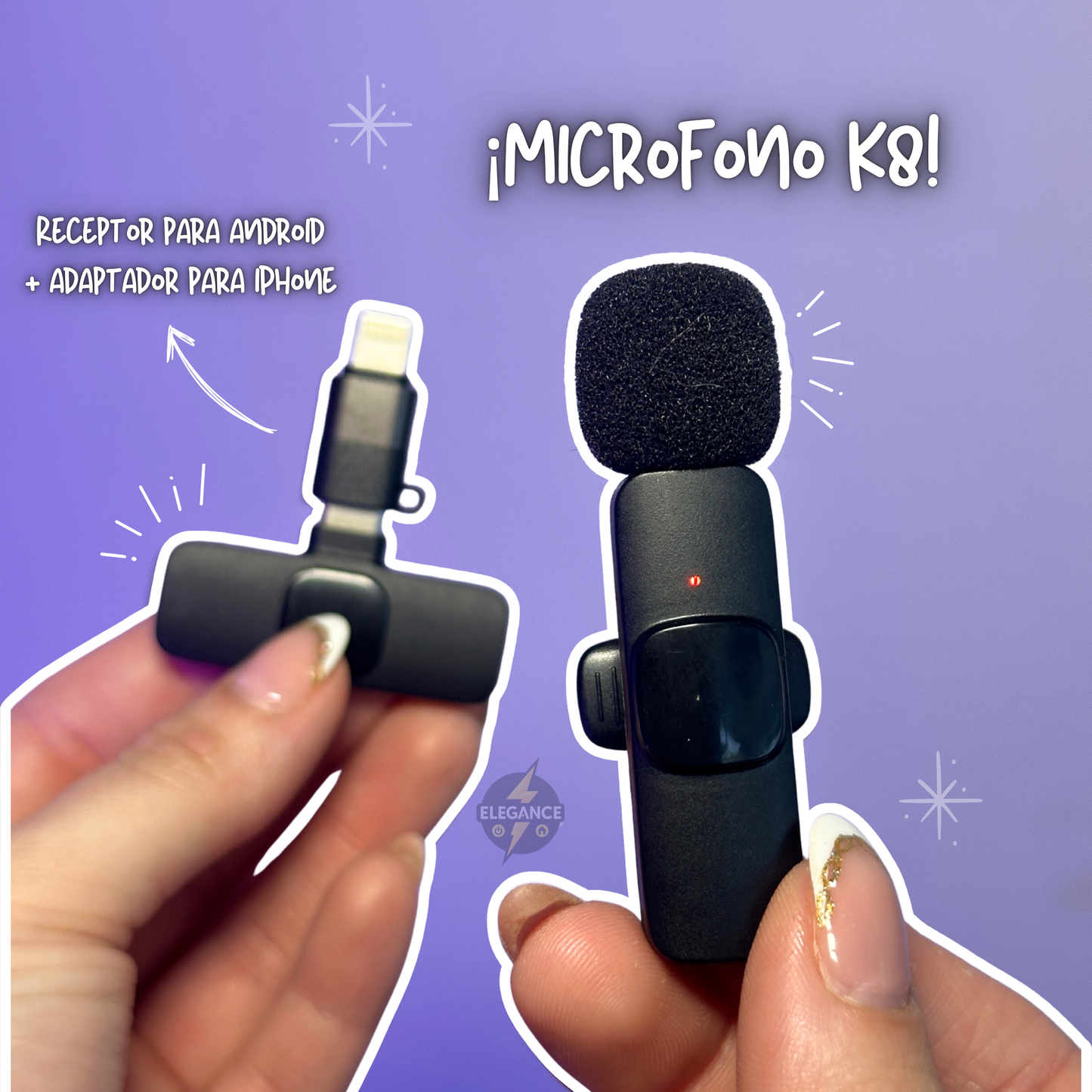 Kit micrĂłfono K8 + Luz con 3 intensidades