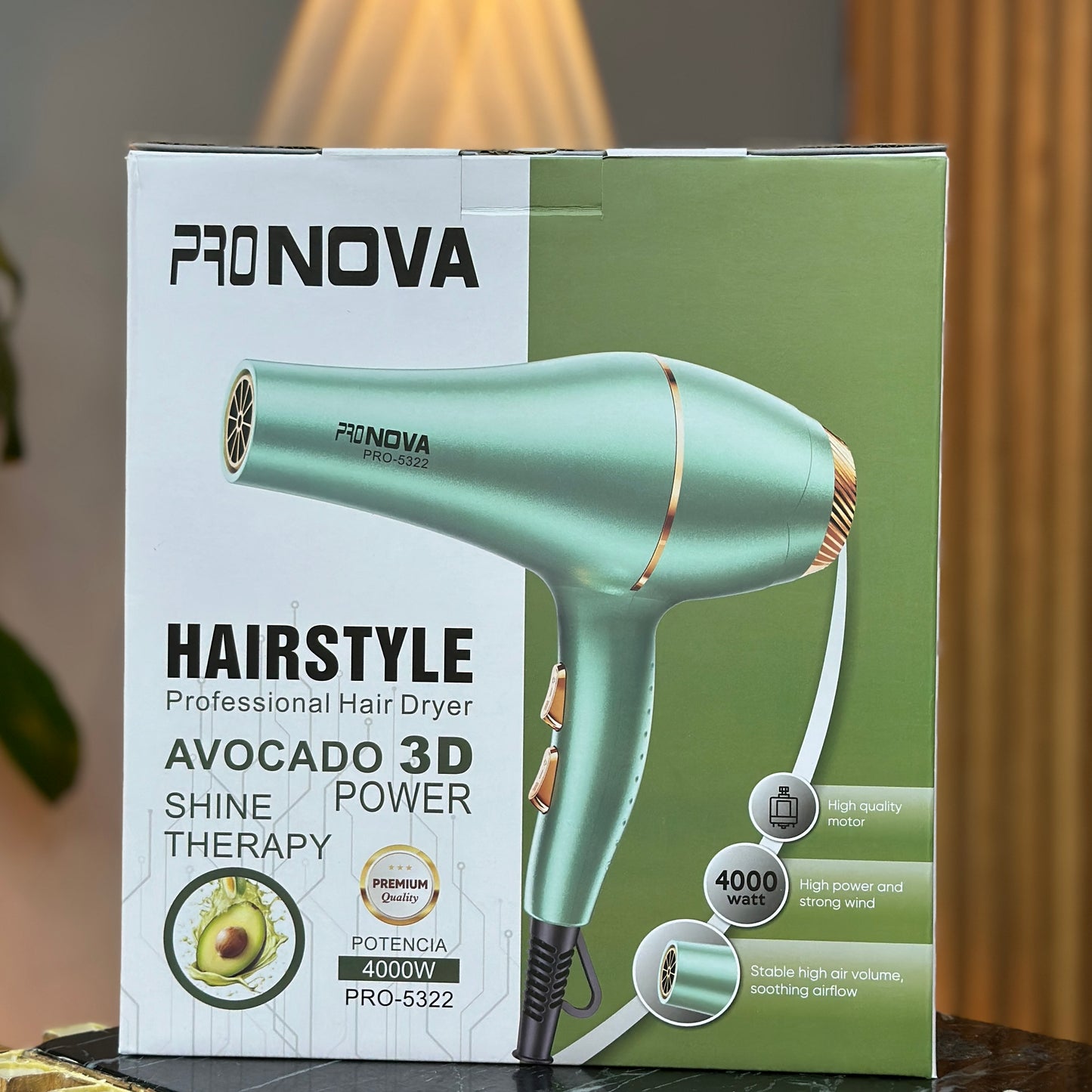 Secador de cabello đ„PROnova-aguacate 3D
