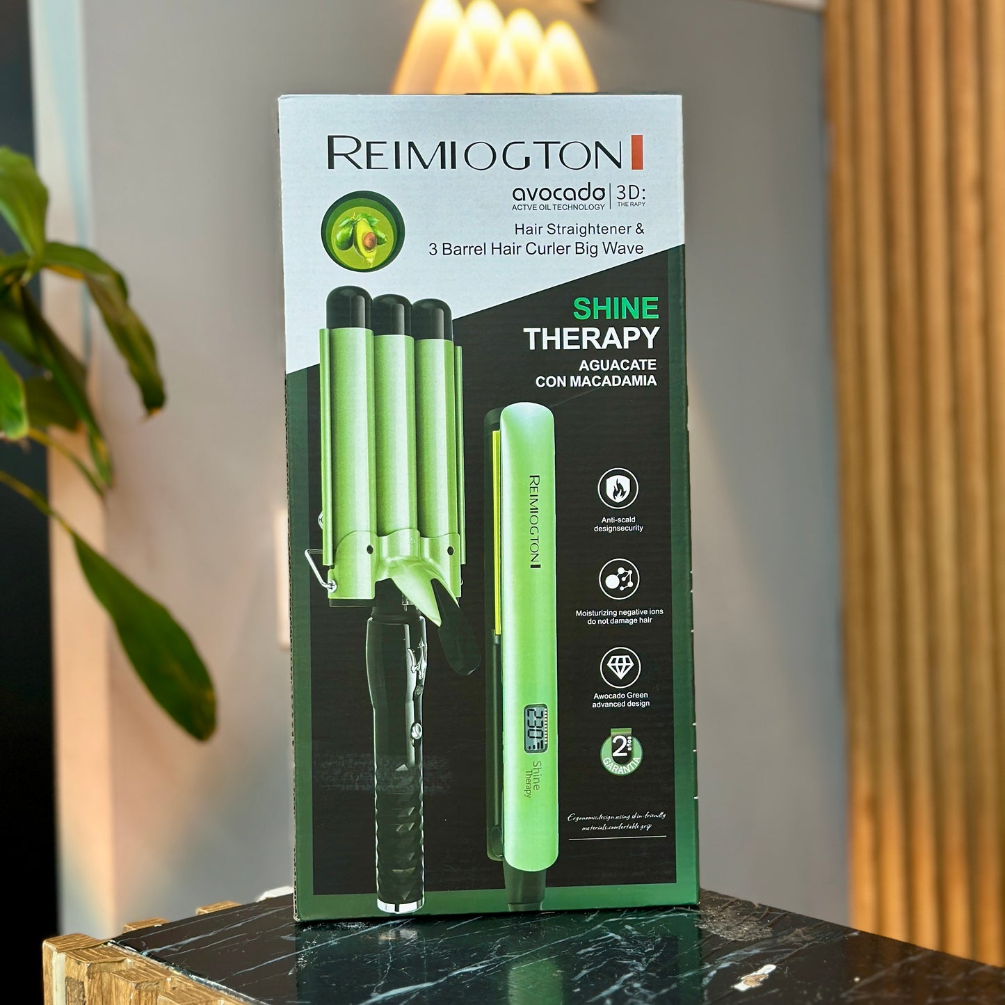 Combo plancha de cabello + pinza sirena aguacate đ„