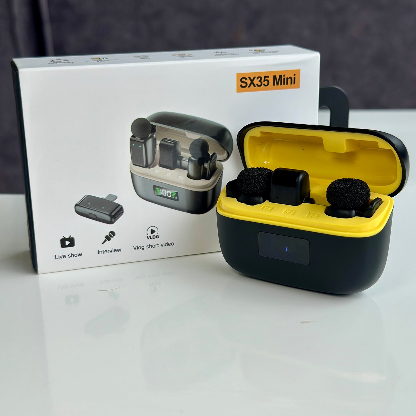 MicrĂłfonos SX35 MINI đïž+ caja de carga inalĂĄmbrica