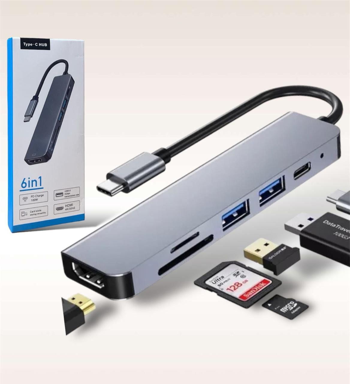 Adaptador multi puerto multifuncional tipo c para conexiones