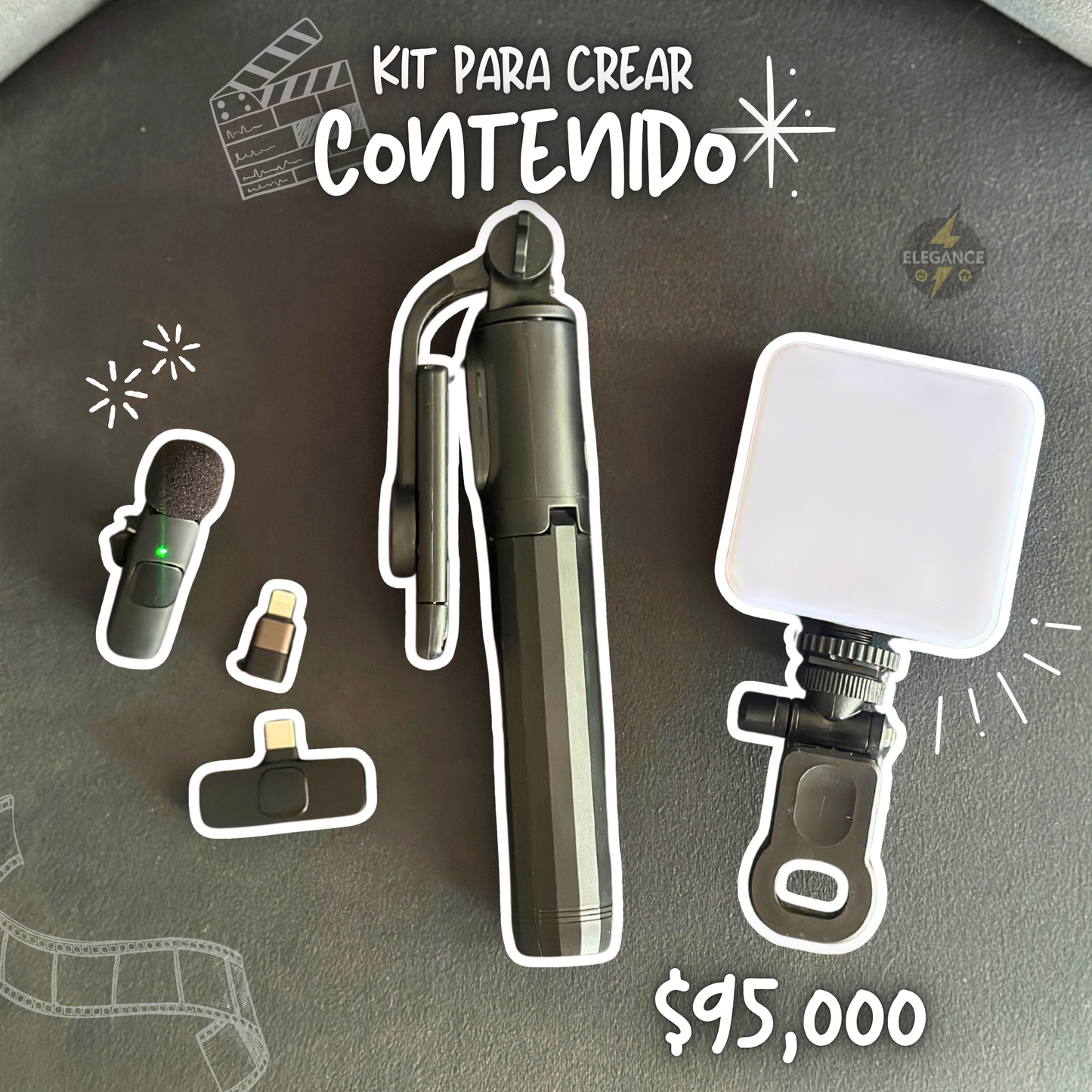 Kit para crear contenidođ„ luz recargable +tripode Q07 + micrĂłfono k8đđ»đž