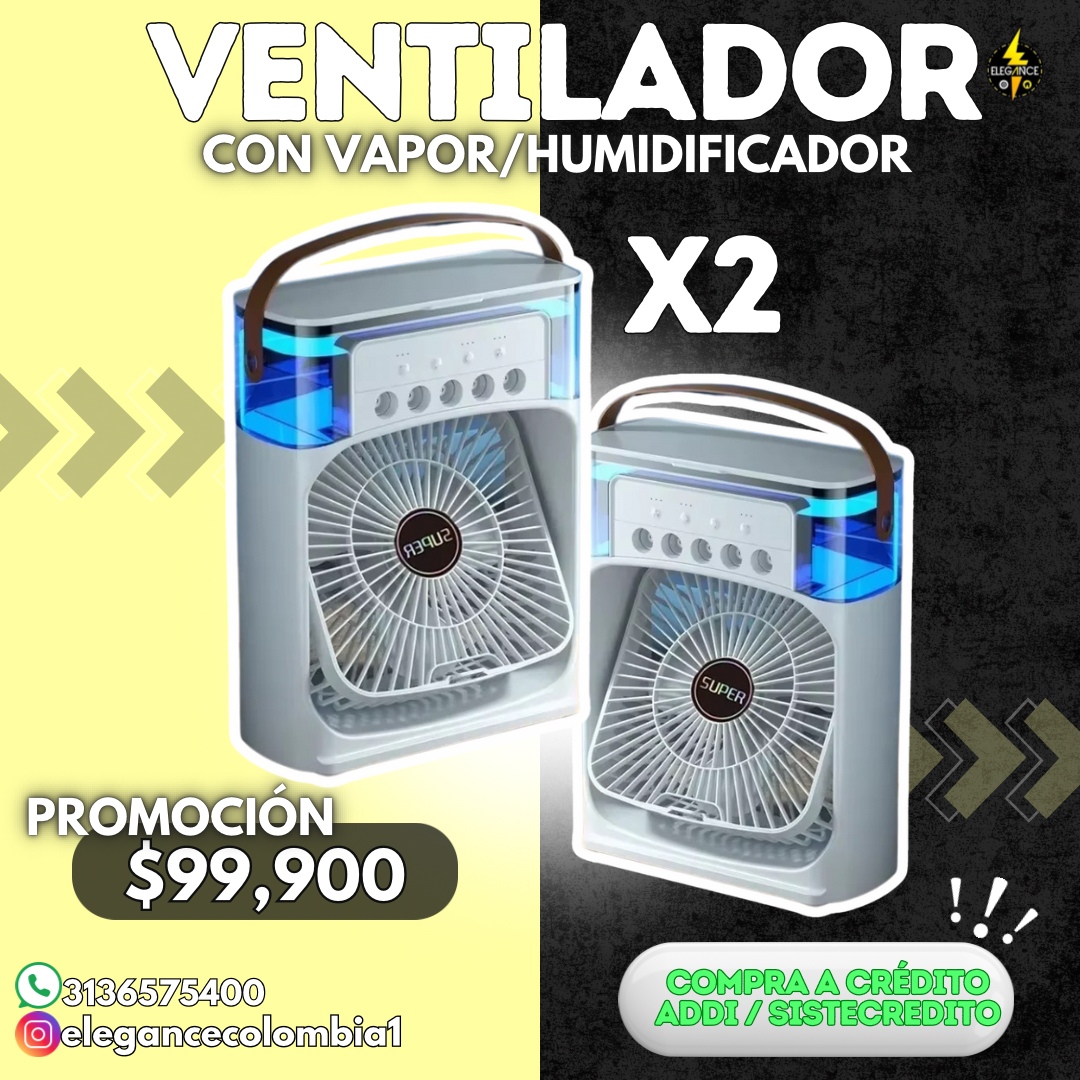 Ventilador + humidificador (combo x2) 5 salidas de vapor💨