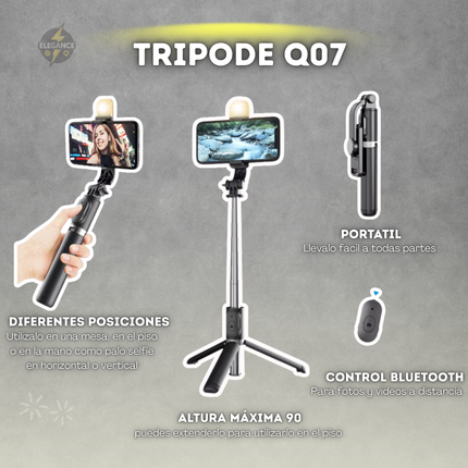 Combo para creadores de contenido, trípode Q07 + micrófonos Vp056 + Luz rgb