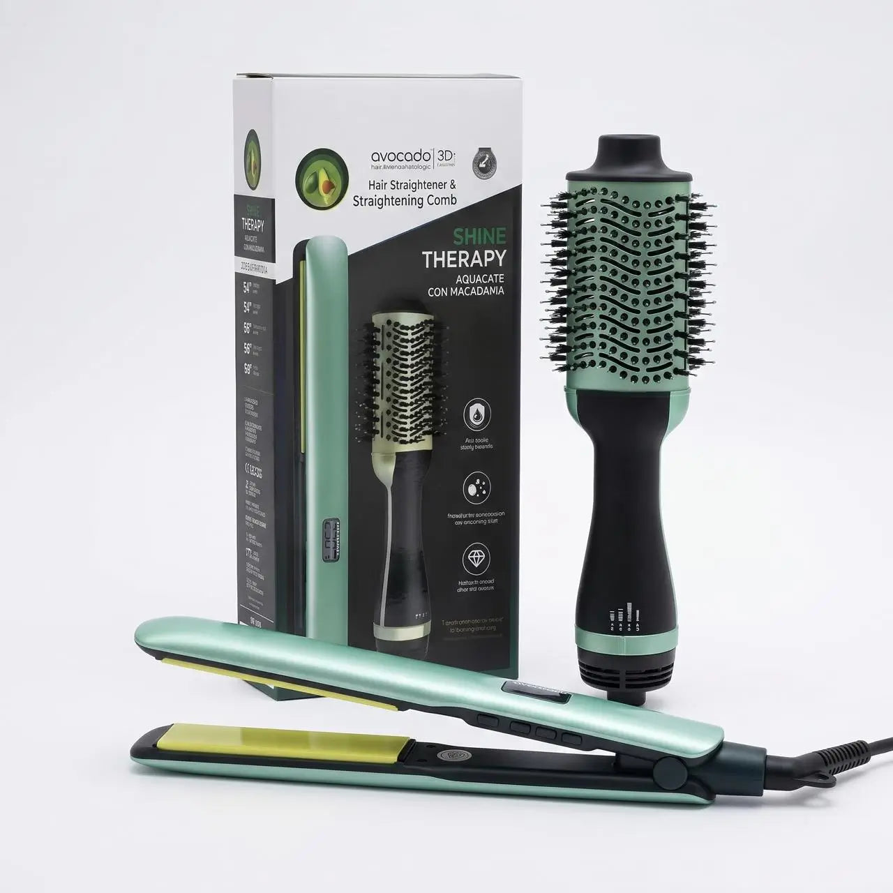 Combox2 plancha de cabello + cepillo secador de aguacate