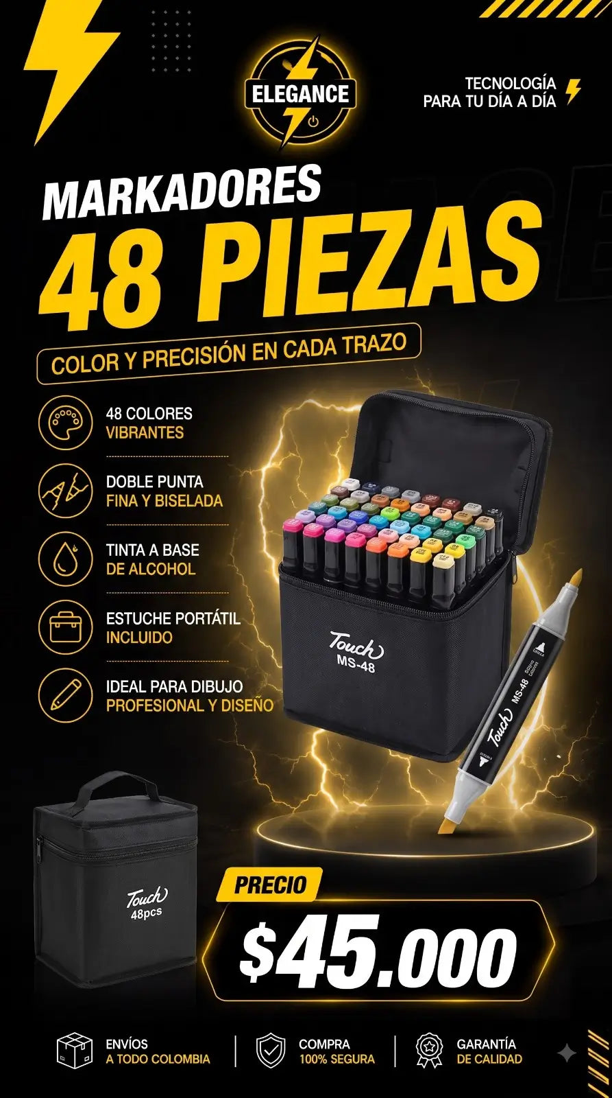 Set de marcadores x48 piezas doble punta