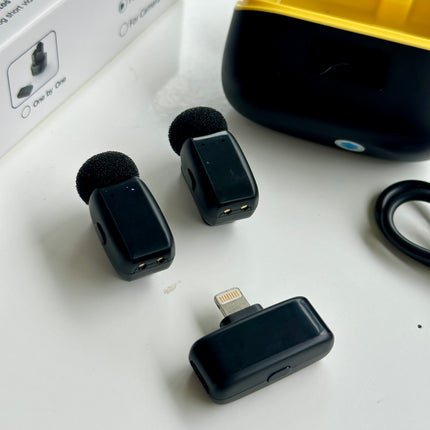 Micrófonos SX35 MINI 🎙️+ caja de carga inalámbrica