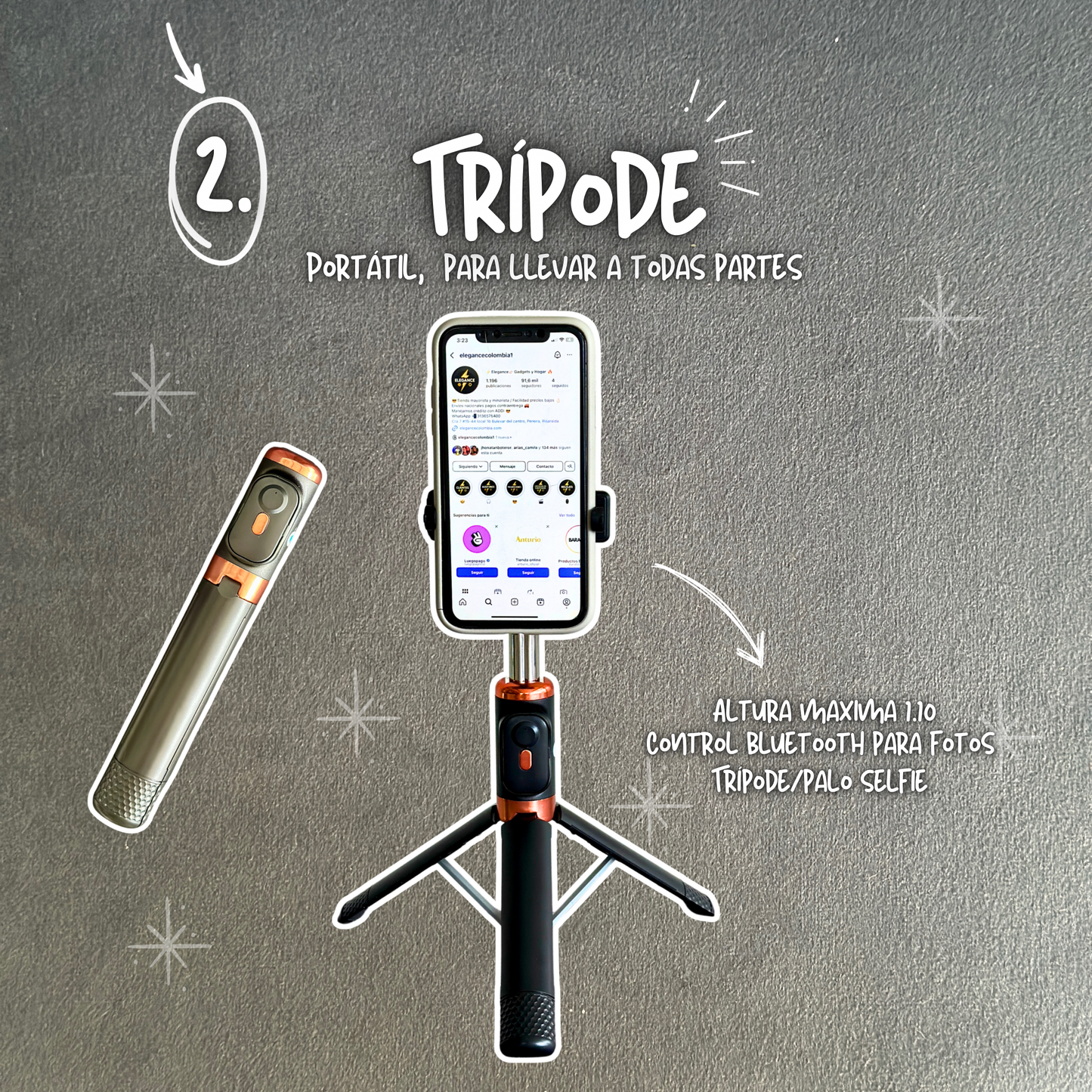 Kit de contenido por 3 productos 🎞️📸 Luz  + micrófono + trípode 🔥