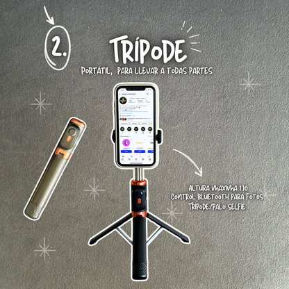 Kit de contenido por 3 productos 🎞️📸 Luz  + micrófono + trípode 🔥