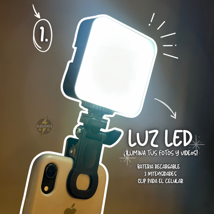 Combo x3 para creadores- micrófono k8+ trípode de mesa con control + luz recargable