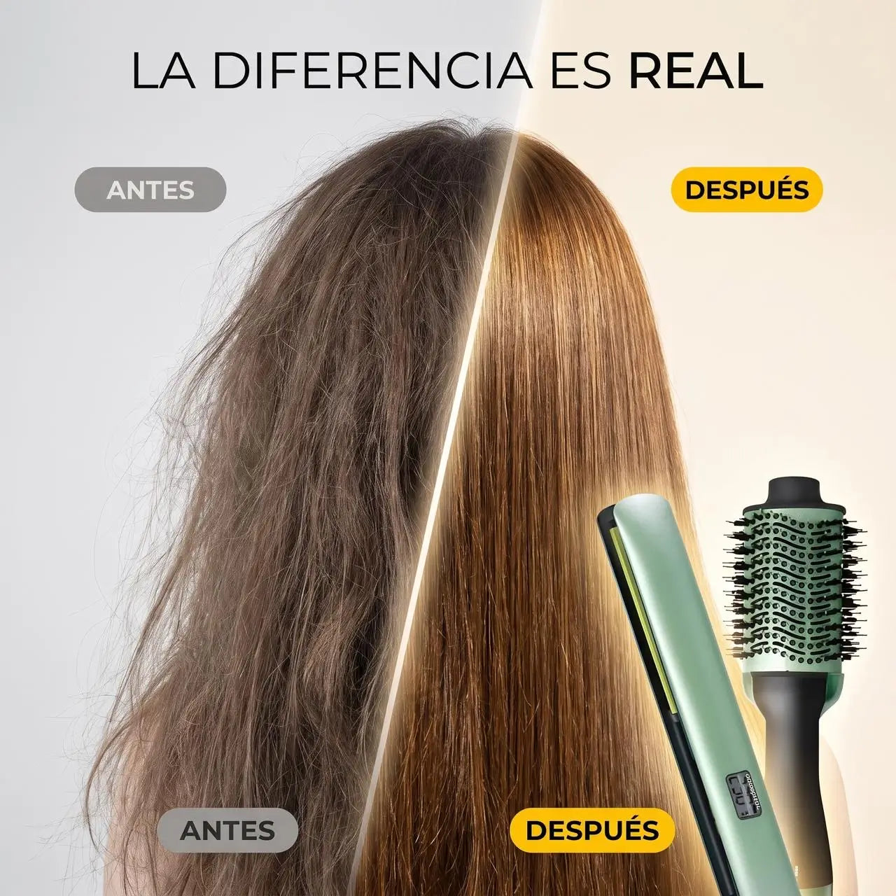 Combox2 plancha de cabello + cepillo secador de aguacate
