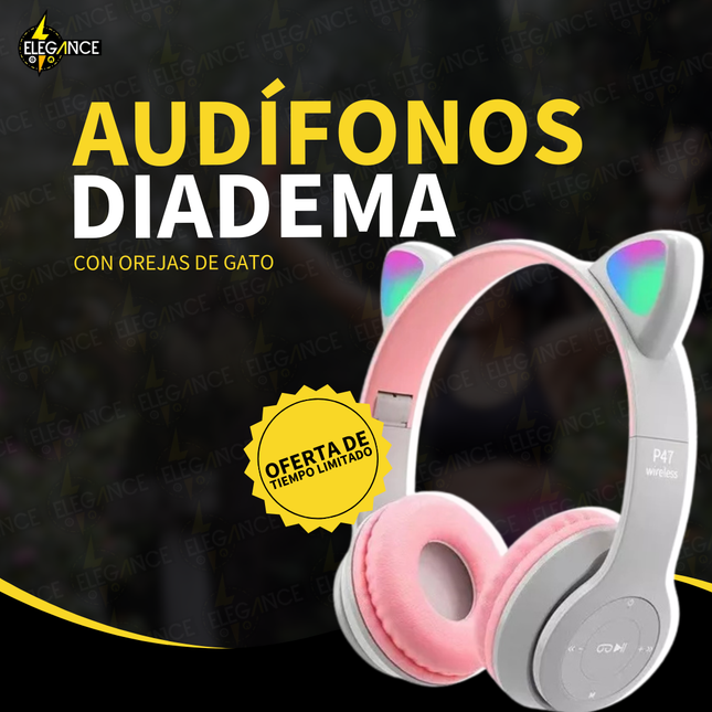 Audífonos Diadema P-47M con Orejas de Gato