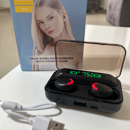 Audífonos con power bank (cargador portátil celular) F-9
