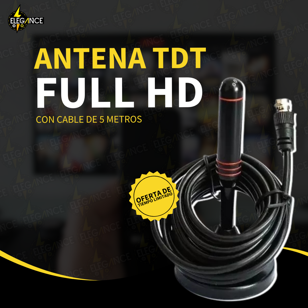 Antena TDT Full HD con Cable de 5 Metros