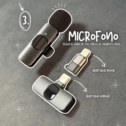 Kit para crear contenido🔥 Luz recargable +Trípode Q07 + Micrófono K8👌🏻📸