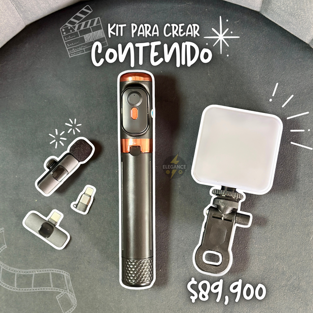 Kit de contenido por 3 productos 🎞️📸 Luz  + micrófono + trípode 🔥