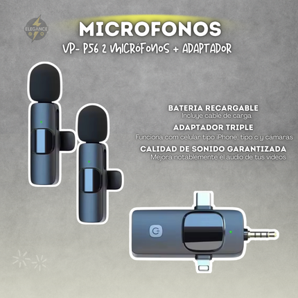 Combo para creadores de contenido, trípode Q07 + micrófonos Vp056 + Luz rgb