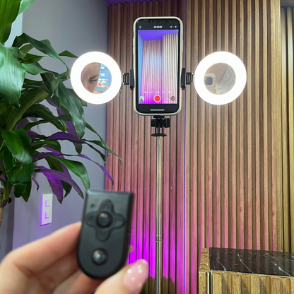 Trípode con altura de 1.70metros + Control Remoto y 2 aros de Luz