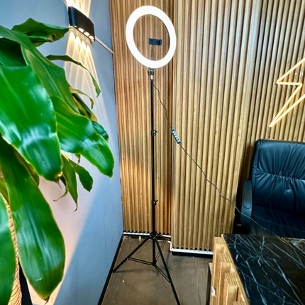 Aro de luz 36 cm multicolor + trípode 2,10m