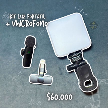 Kit micrófono K8 + Luz con 3 intensidades