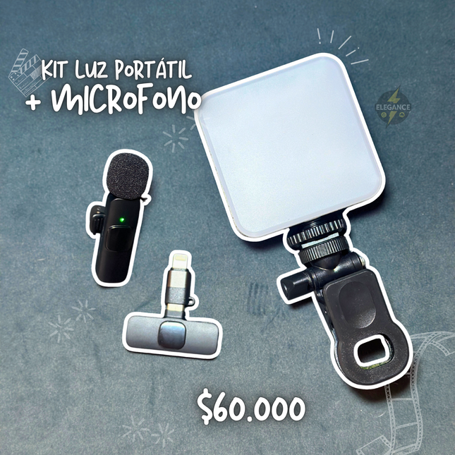 Kit micrófono K8 + Luz con 3 intensidades