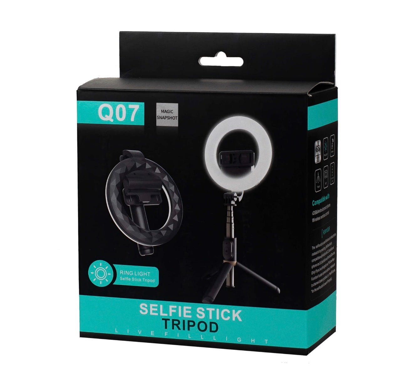 Selfie stick Q07 trípode con luz recargable