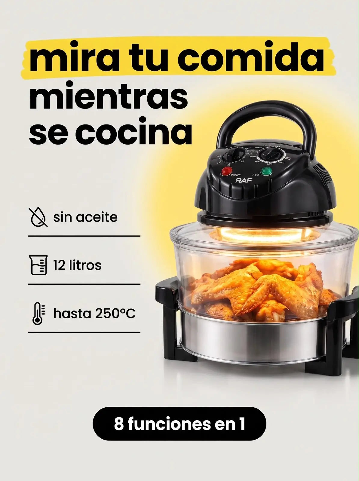Freidora de vidrio 12 litros RAF