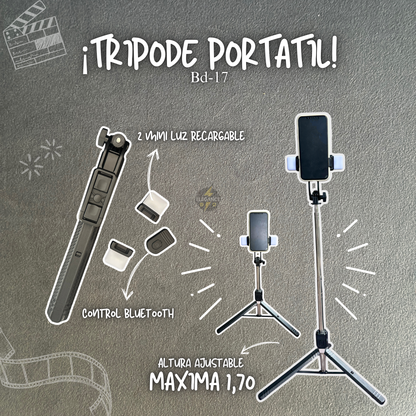 Kit ¡PRO!👌🏻Para crear contenido 🎞️x 4 productos ⚡️Luz recargable + trípode + 2 micrófonos
