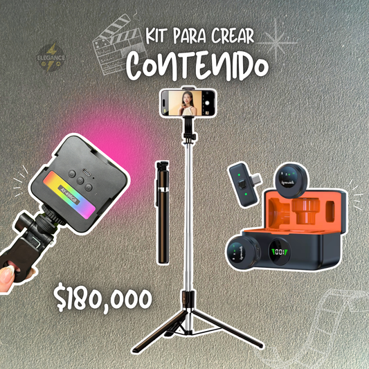 Combo de contenido 📌 luz multicolor + trípode 1,70+ micrófonos redondos 🎙️