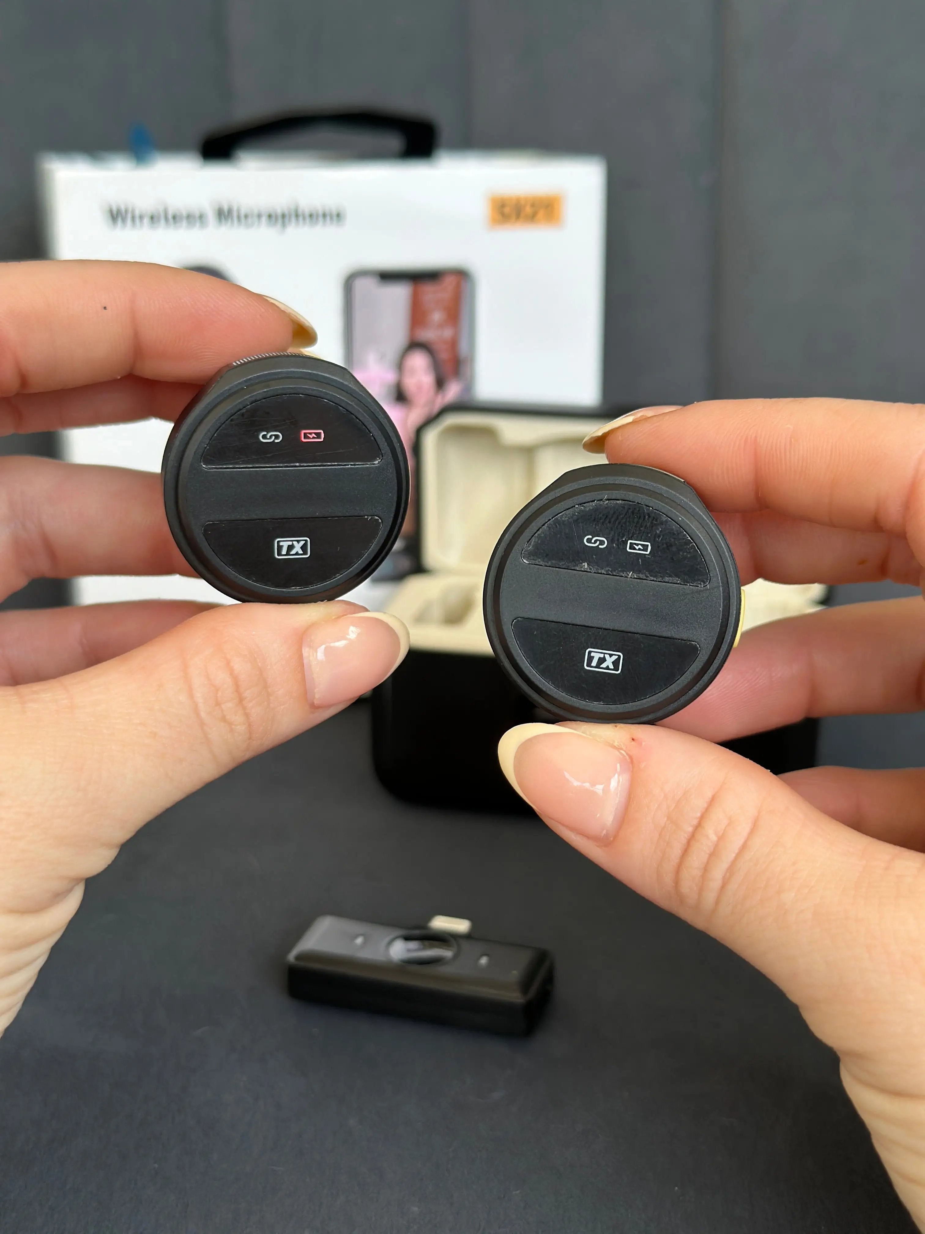 Micrófonos redondos SX21 magenticos doble adaptador (para iPhone y Android)