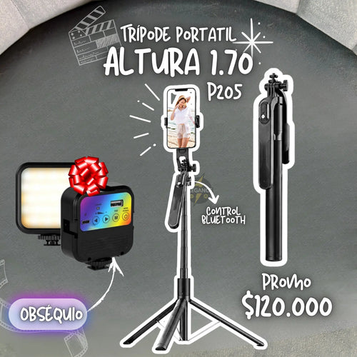 Trípode p205 + luz rgb Gl101 de obsequio