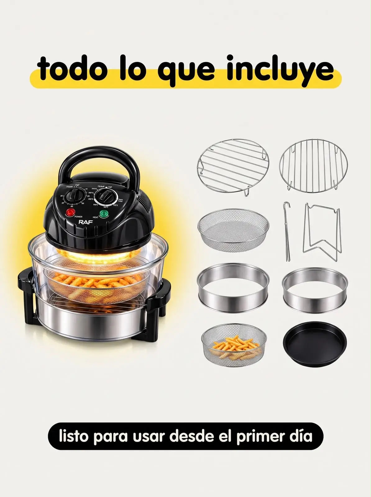 Freidora de vidrio 12 litros RAF