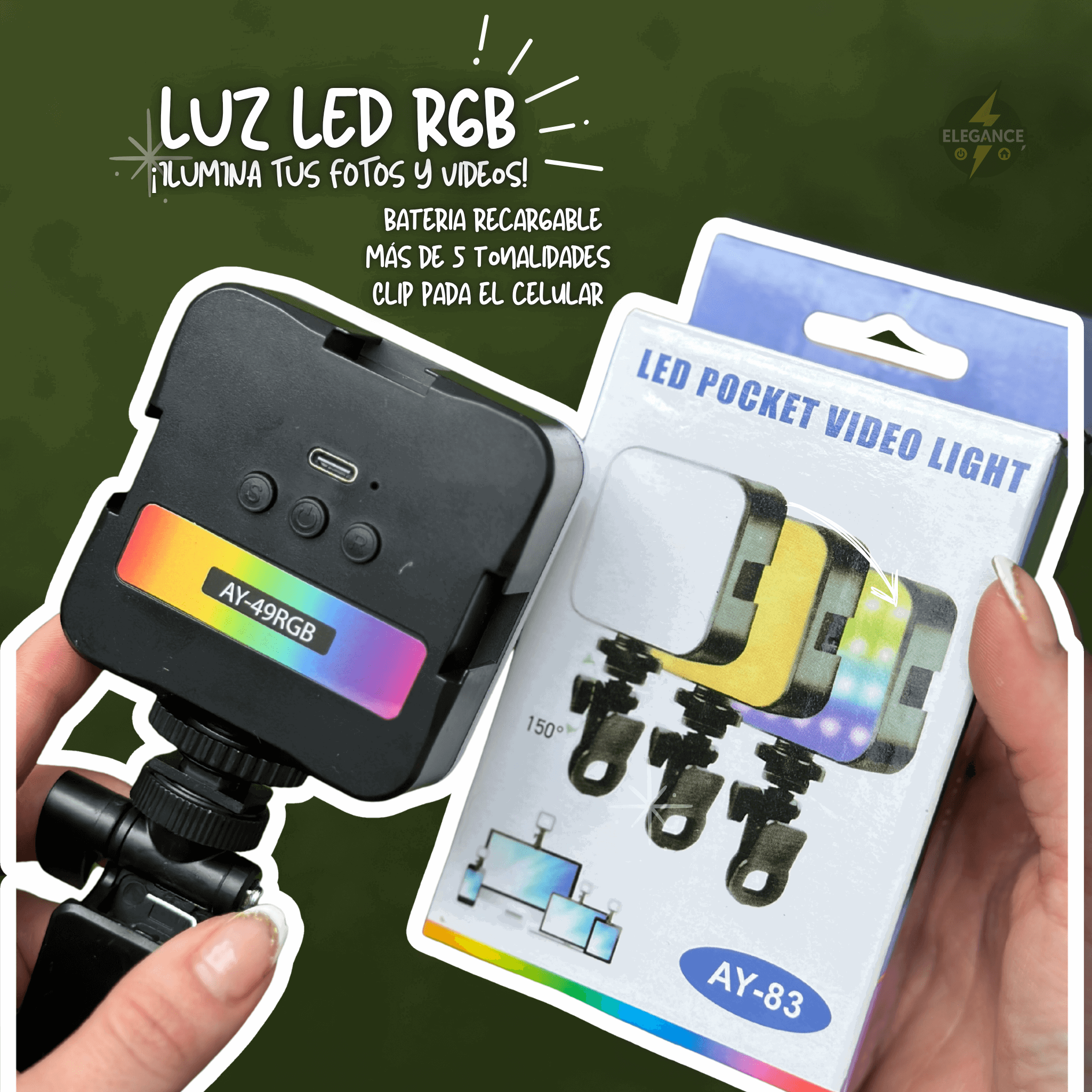 Combo para crear contenido luz rgb + trípode Jc16 + micrófono k8