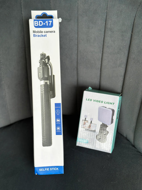 Trípode bd-17 y palo selfie para celular + Luz LED de REGALO