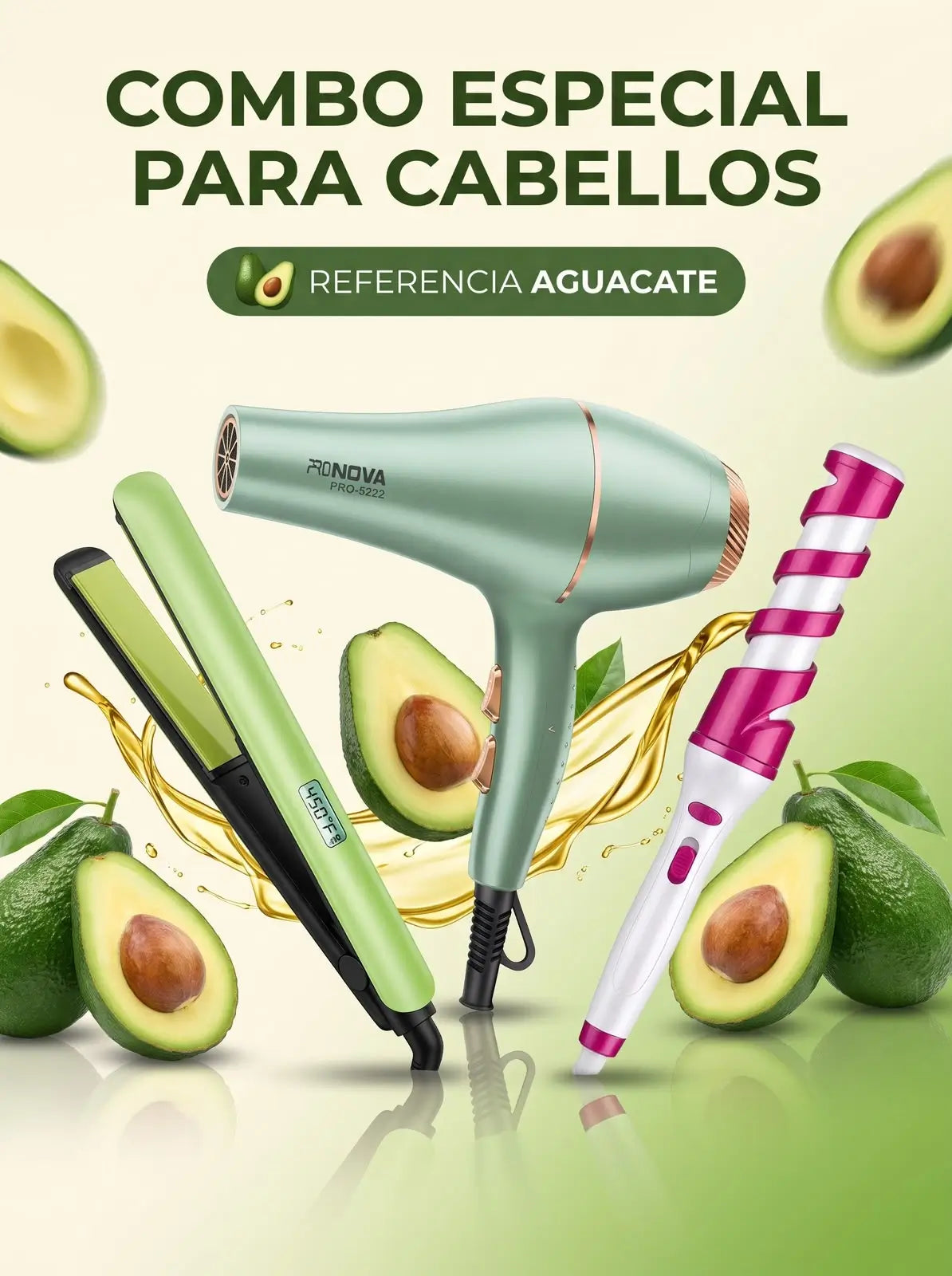 Combo de cabello🥑 Plancha aguacate + secador aguacate + rizador de cabelloo