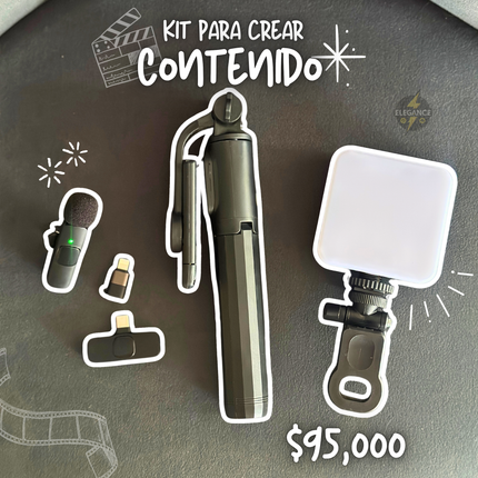 Kit para crear contenido🔥 Luz recargable +Trípode Q07 + Micrófono K8👌🏻📸