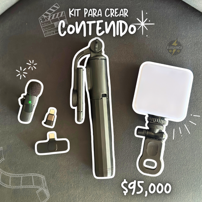 Kit para crear contenido🔥 luz recargable +tripode Q07 + micrófono k8👌🏻📸