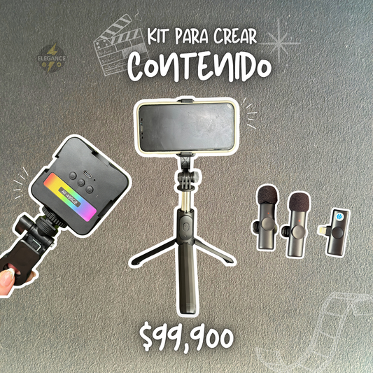 Kit para crear contenido📸🎞️ luz multicolor + micrófonos k11+ trípode 🔥