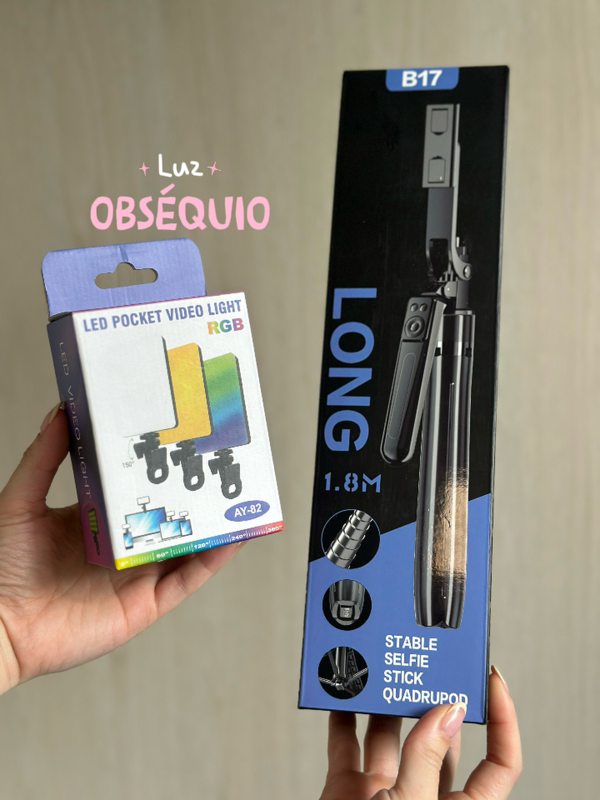 Trípode para celular 📱 B17 1,80 altura + Luz  RGB de obsequio 🎁
