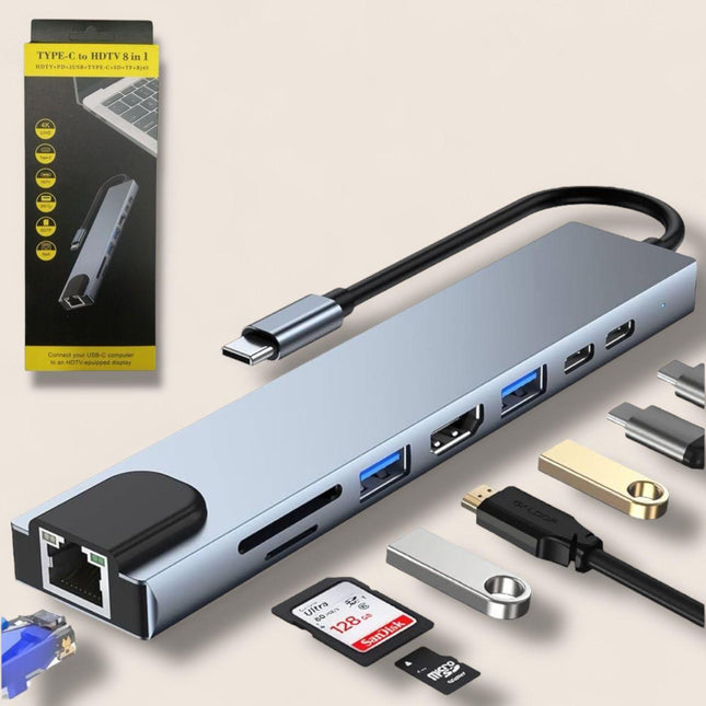 Adaptador multifuncional tipo c 8 puertos