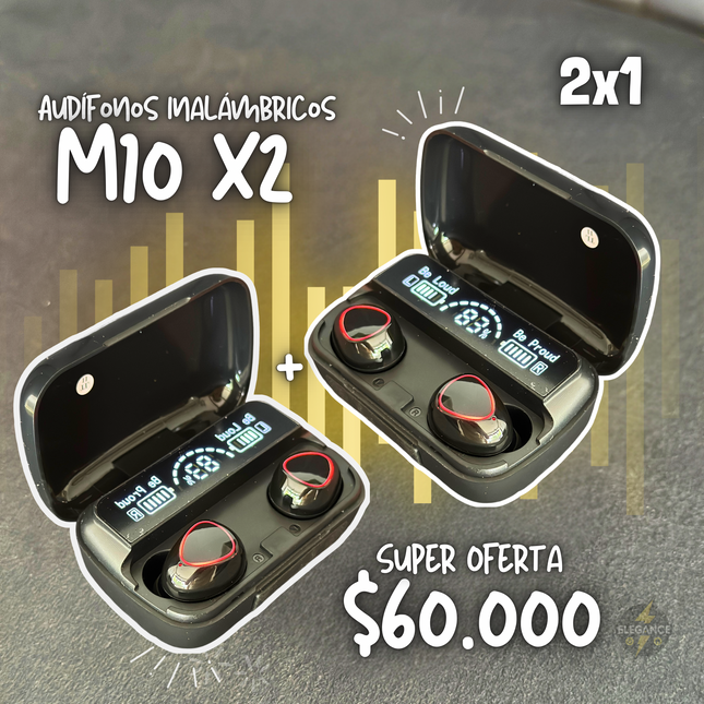 Combo por 2 Audifonos M-10 con power bank