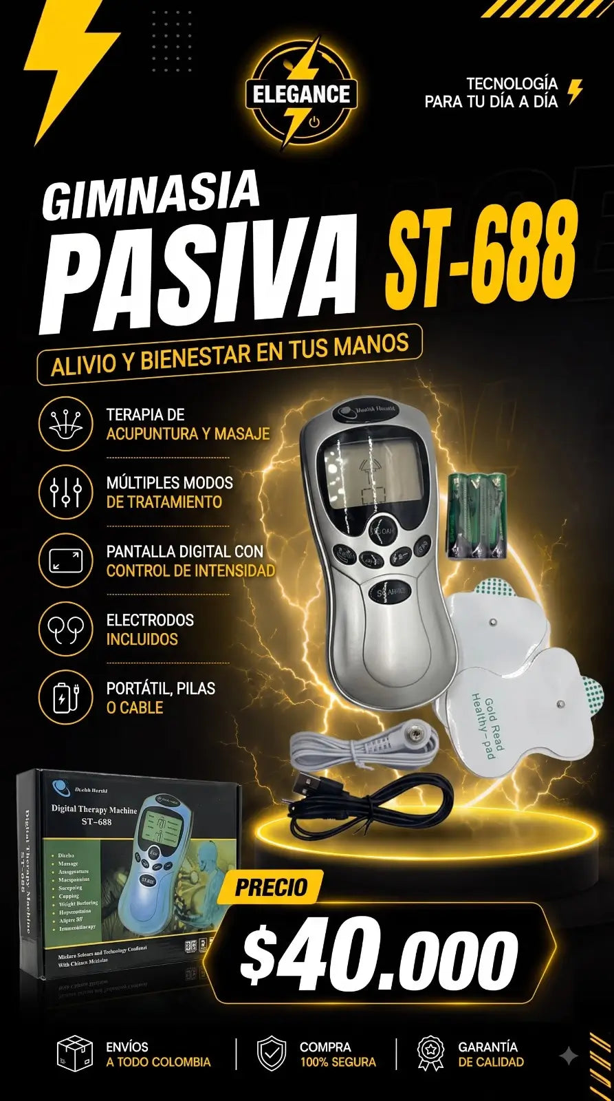 Gimnasia pasiva 2 electrodos