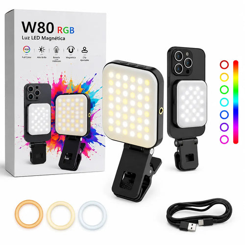 Luz Led portátil W80 RGB magnética