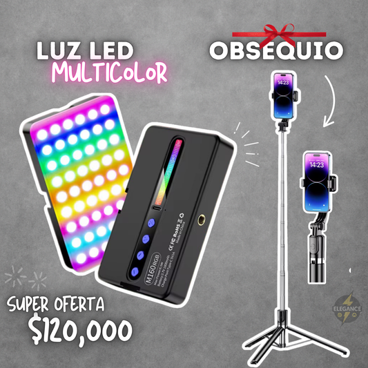 Luz led M160 RGB🌈 para celulares y cámaras+ trípode R1-L de obsequio 🎁