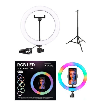 Aro de luz 26 cm multicolor + trípode 2,10 m