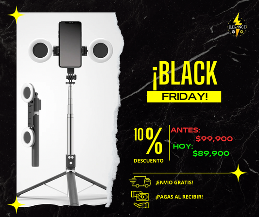 Tripode con bluetooth, luces y altura de 1.70M- black friday